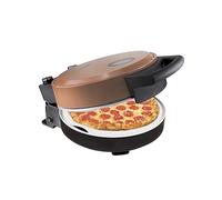Bestron Four à pizza, pour des pizzas croustillantes en 5-10 minutes, four à pizza électrique avec une temperature de 320°C, y compris réfractaire pierre et 2 grandes spatules en bois, couleur: Cuivre