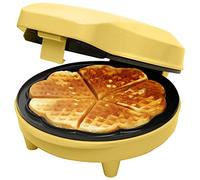 Bestron Gaufrier classique en forme de cœur, gaufrier avec revêtement antiadhésif pour gaufres en forme de cœur, design rétro, 700 W, couleur jaune