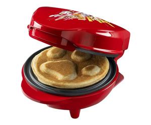 Bestron Gaufrier Paw Patrol, mini gaufrier au design unique Paw Patrol, idéal pour les anniversaires d'enfants, Pâques et Noël, avec indicateur de cuisson, Ø10 cm, licence officielle, couleur: Rouge