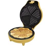 Bestron Gaufrier classique en forme de cœur, gaufrier avec revêtement antiadhésif pour gaufres en forme de cœur, design rétro, 700 W, couleur jaune
