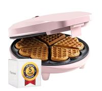 Bestron Gaufrier pour Gaufres Classiques en Forme de Cœur, Gaufrier avec Revêtement Anti-Adhésif pour Gaufres en Forme de Cœur, Design Rétro, 700 Watts, Couleur: Rose