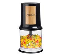 Bestron hachoir électrique, mini hachoir idéal pour les légumes, les oignons, Deux lames de coupe & capacité de 500 ml, Coleur: Noir/Argent