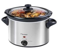 Bestron Mijoteuse électrique, Avec corps en céramique et couvercle en verre, 3,5 l, 180 W, Acier inoxydable, Argent