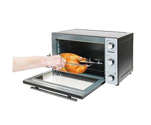 Bestron Mini-four 2 en 1 avec rôtissoire, 31 litres, 2000 W, Inox, Noir