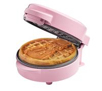 Bestron Mini gaufrier avec motif bonhomme de neige, petit gaufrier antiadhésif, pour les anniversaires d'enfants, les fêtes de famille, Pâques ou Noël, design rétro, 550 W, couleur : rose