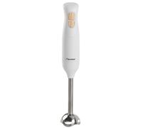 Bestron Mixeur à main, barre de purée à 2 vitesses avec poignée ergonomique, avec fonction turbo à plus de 14 000 tr/min, Staab amovible, matériau : acier inoxydable, couleur : blanc/imitation bois
