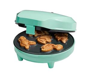 Bestron Plaque à gaufres Cookie Dino, Cookie Maker avec motif Dinosaure Plaque à gaufres Biscuits avec four et revêtement antiadhésif Menthe 700 W