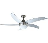 Bestron Ventilateur de Plafond avec Éclairage & Télécommande, Mode Été & Hiver, 5 Pales de Ventilateur, Ø 132 Cm, 60 Watts, Couleur: Argent/Gris