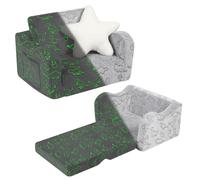 BestRoyal Canapé phosphorescent pour tout-petit, canapé 2 en 1 Sherpa doux pliable, chaise convertible en chaise longue pour filles et garçons, gris