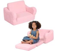 BestRoyal Chaise confortable pour tout-petit, canapé pliable 2 en 1, canapé Sherpa convertible en chaise longue pour garçons et filles, rose