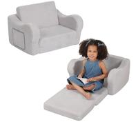 BestRoyal Chaise confortable pour tout-petit, canapé pliable 2 en 1, canapé Sherpa convertible en chaise longue pour garçons et filles, gris