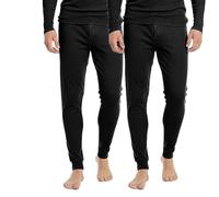 BestSale247 Caleçon thermique long pour homme avec doublure en polaire douce Sous-vêtement thermique pour l'hiver en coton pour le ski, 2 x noir., L