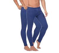 BestSale247 Lot de 2 caleçons longs thermiques en coton Pour homme Sous-vêtements pour le ski - Bleu - Medium