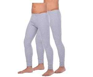 BestSale247 Lot de 2 caleçons longs thermiques en coton Pour homme Sous-vêtements pour le ski - Gris - Medium