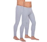 BestSale247 Lot de 2 caleçons thermiques longs pour homme - Intérieur en polaire - Sous-vêtements d'hiver chauds - Sous-vêtements de ski en coton, gris, L