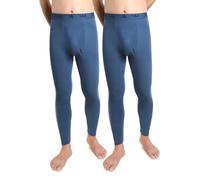 BestSale247 Lot de 2 caleçons thermiques longs pour homme - Sous-vêtements de ski - Legging d'hiver avec ouverture, bleu, XL