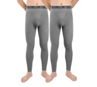 BestSale247 Lot de 2 caleçons thermiques longs pour homme - Sous-vêtements de ski - Leggings d'hiver avec ouverture, gris, XL