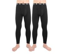 BestSale247 Lot de 2 caleçons thermiques longs pour homme - Sous-vêtements de ski - Leggings d'hiver avec ouverture, Noir , L