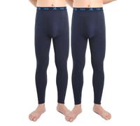 BestSale247 Lot de 2 caleçons thermiques longs pour homme - Sous-vêtements de ski - Leggings d'hiver avec ouverture, Marine, XL