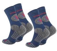 BestSale247 Lot de 2 paires de chaussettes de trekking unisexes pour homme et femme Chaussettes fonctionnelles avec semelle rembourrée en différentes couleurs, 2 paires - Bleu marine, 39-42