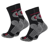 BestSale247 Lot de 2 paires de chaussettes de trekking unisexes pour homme et femme Chaussettes fonctionnelles avec semelle rembourrée en différentes couleurs, 2 paires - Noires, 39-42
