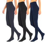 BestSale247 Lot de 3 collants thermiques pour femme - Super chauds - Pour l'hiver, Lot de 3 / bleu anthracite noir, L-XL