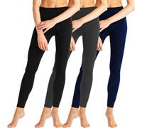 BestSale247 Lot de 3 leggings thermiques pour femme - Super chauds - Pour l'hiver, Lot de 3 - Noir/gris/bleu marine, XXL-3XL