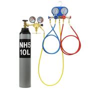 Bestschweissen.de Kit Détection Fuite Climatisation Auto avec Manometre Clim - Test Pression - Bouteille Azote Climatisation 8L/10L NH5 - Manifold R134A R410A R22