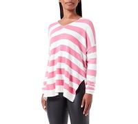 Bestseller A/S Onlamalia L/S V-Cou CC KNT Sweater, Azalea Pink/Stripes:Cloud Dancer, L Femme