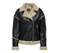 Bestseller A/S Onlwilma Faux Leath Sherpa Veste CC OTW, Black/Detail:Moonbeam, XL Femme