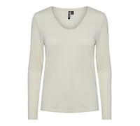 Bestseller A/S Pcbillo Ls Col en V Lurex Stripes Noos T-Shirt, Blanc éclatant, M Femme