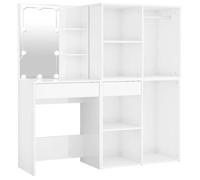 Bestseller Coiffeuse à LED - CLOUD - Pour femmes/filles - et 2 armoires Blanc brillant Bois d'ingénierie FR554