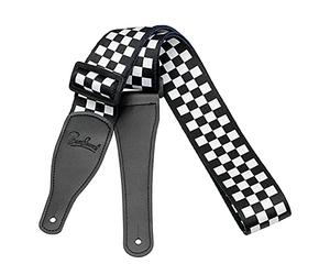 BestSounds Checkerboard Guitar Strap & Genuine Leather Ends Guitar Shoulder Strap ,Suitable For Bass, Electric & Acoustic Guitars (Black and White )