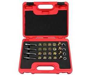 BestsQ Kit Reparation Bouchon de Vidange Tools, 64Pcs du Carter d'huile Réparation de Filetage Kit Puisard Boîte Bouchon de vidange Tool Set M13 M15 M17 M20