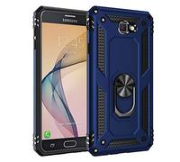 BestST Coque Galaxy J7 Prime / On7 2016, Support de Bague en métal, pivots de Rotation à 360 ° & 180 °. Étui de Protection Slim Soft TPU + PC, Compatible avec Support de Voiture magnétique - Bleu