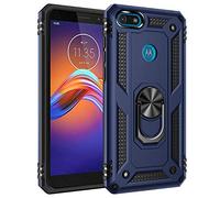 BestST Coque Motorola Moto E6 Play, Support de Bague en métal, pivots de Rotation à 360 ° & 180 °. Étui de Protection Slim Soft TPU + PC, Compatible avec Support de Voiture magnétique - Bleu