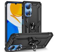BestST Coque pour Huawei Honor X7 + 9H Verre trempé, étui Protection TPU/PC Souple Durable avec Support de 360° Rotation Anneau Protection Antichoc Armor Box Coque, Noir