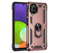 BestST Coque pour Samsung Galaxy A22 4G/M32 4G + Protecteur d'écran, Etui Antichoc Militaire Tough Armor Heavy Duty Shock Proof Protective Housse avec Anneau Support,RoseOr