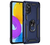 BestST Coque pour Samsung Galaxy M52 5G, Étui de Protection Slim Soft TPU + PC,Heavy Duty Dual Layer Protective Housse avec Support de Bague en métal, Bleu