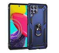 BestST Coque pour Samsung Galaxy M53 5G, Étui de Protection Slim Soft TPU + PC,Heavy Duty Dual Layer Protective Housse avec Support de Bague en métal, Bleu