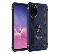 BestST Coque pour Samsung Galaxy S20, Étui de Protection Slim Soft TPU + PC,Heavy Duty, Slim Dual Layer Protective Housse Etui Coque avec Support de Bague en métal, Bleu