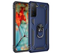 BestST Coque pour Samsung Galaxy S21 FE, Étui de Protection Slim Soft TPU + PC,Heavy Duty Dual Layer Protective Housse avec Support de Bague en métal, Bleu