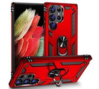 BestST Coque pour Samsung Galaxy S23 Ultra 5G 6.8", + HD Verre trempé, Etui Housse de Protection Antichoc Durable Résistante 2 en 1 Hybride PC Robuste TPU Souple,Rouge