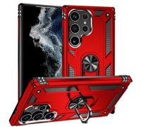 BestST Coque pour Samsung Galaxy S24 Ultra 5G 6.8", + HD Verre trempé, Etui Housse de Protection Antichoc Durable Résistante 2 en 1 Hybride PC Robuste TPU Souple,Rouge