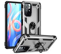BestST Coque pour Xiaomi Redmi 10/Redmi Note 11 4G + HD Verre trempé, Silicone Souple et PC Dur Armor Protection Résistante, Anti-Choc, Anti-Rayure, Etui Housse avec Support Kickstand,Argent