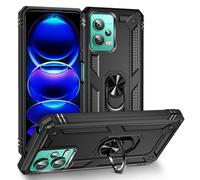 BestST Coque pour Xiaomi Redmi Note 12 5G/Poco X5 5G 165.9 + HD Verre trempé, étui Protection TPU/PC Souple Durable avec Support de 360° Rotation Anneau Antichoc Armor Box Coque, Noir