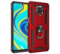 BestST Coque pour Xiaomi Redmi Note 9S/Note 9 Pro/9 Pro Max Cover, + HD Verre Trempé, Etui Housse de Protection Antichoc Durable Résistante 2 en 1 Hybride PC TPU Étui Téléphone pour Case,Rouge