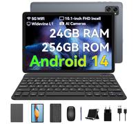 BESTTAB 2025 Nouvelle Tablette 10 Pouces A20 Android Tablettes, 24 Go RAM + 256 ROM/2 to, Android 14, Écran FHD, Octa-Core, Widevine L1, GPS, PC avec Stylet, Clavier, Souris, Étui, Garantie 2 Ans