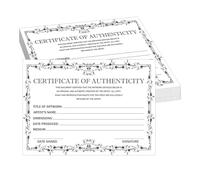 Besttile Certificats d'authenticité, certificats d'authentification d'art de collection, cartes de certification d'œuvres d'art de 12,7 x 17,8 cm, 25 pièces