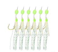 Besttoolifes 12#, Sabiki Rig Leurres de pêche souples pour hareng - Lot de 5 leurres fluorescents en plumes avec hameçons en acier au carbone #8 - #18, corps en silicone, mousqueton pivotant, prêt